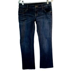 Vera Wang Women's Low Rise Dark Wash Boot Cut Stretch Blue Jeans Size 4